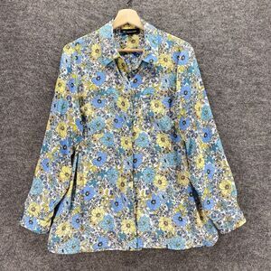 5/$45 INC International Concepts Shirt Women PXL Petite Blue Floral Button Up
